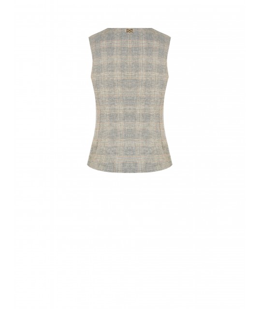 Gilet Ampio In Misto Cotone E Lino A Quadri Rinascimento