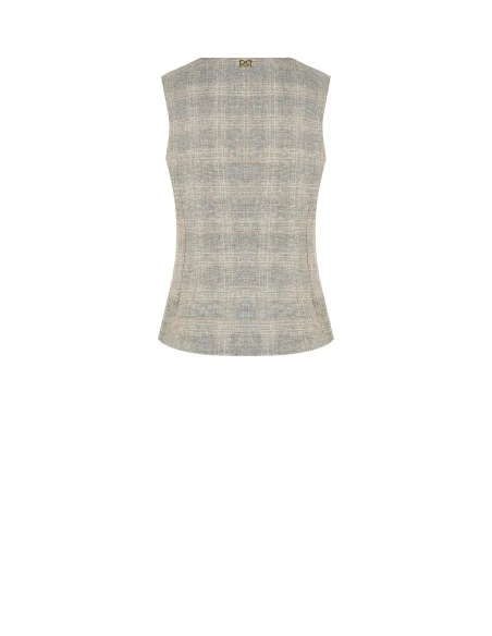 Rinascimento Check Cotton Linen Blend Wide Waistcoat