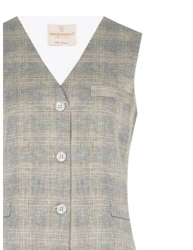 Gilet Ampio In Misto Cotone E Lino A Quadri Rinascimento