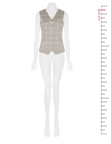 Rinascimento Check Cotton Linen Blend Wide Waistcoat