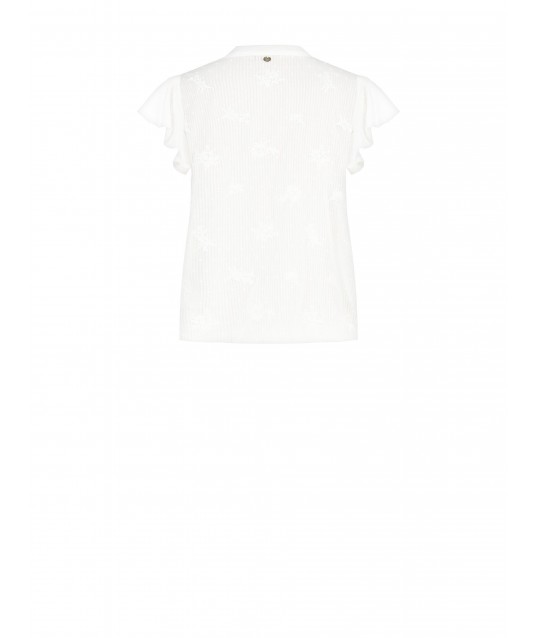 Rinascimento Embroidered And Perforated Striped Cotton Wide Blouse