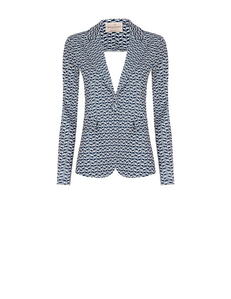 Rinascimento Printed Crepe Scuba Blazer Jacket