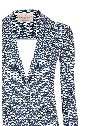 Giacca Blazer Sfiancata In Scuba Crepe Stampato Rinascimento