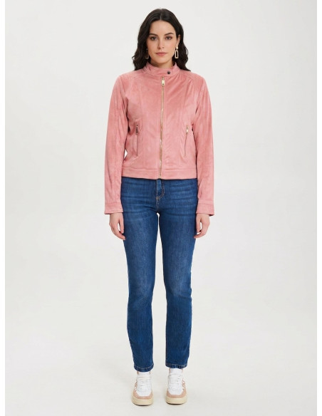 Rinascimento Biker Jacket Short and Folded In Suede Imitation