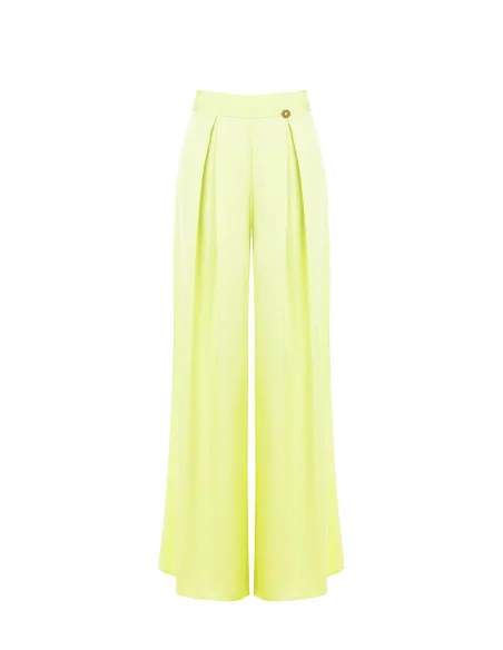 Satin Palazzo Trousers with Pleats Rinascimento