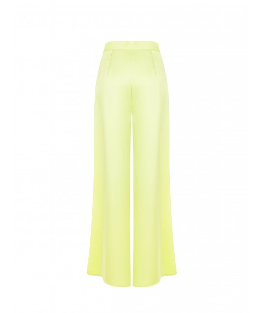 Pantalon palazzo en satin avec plis Rinascimento