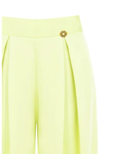 Pantalon palazzo en satin avec plis Rinascimento
