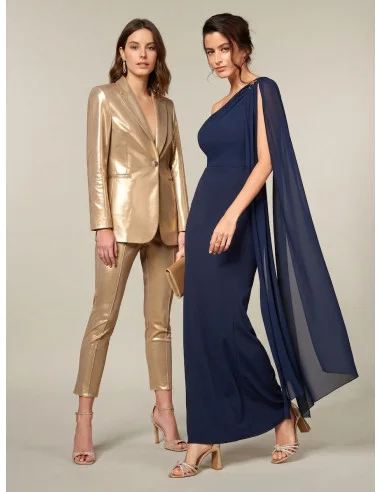 Rinascimento Gold Laminated Skinny Cutaway Trousers