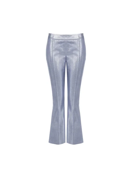 Pantaloni A Zampa In Denim Laminato Rinascimento