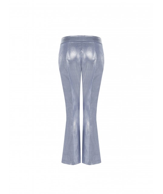 Pantaloni A Zampa In Denim Laminato Rinascimento