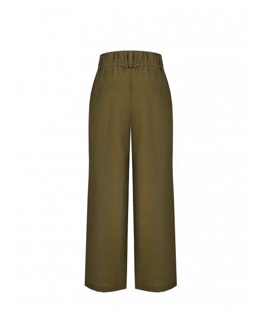 Pantaloni Palazzo In Tessuto Leggermente Stropicciato Con Borchiette Rinascimento