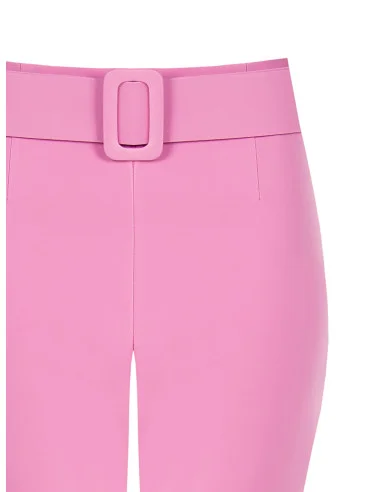 Straight Techno Fabric Trousers With Coordinated Rigid Belt Rinascimento