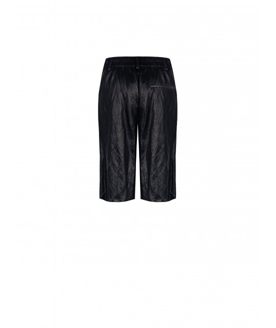 Laminated Viscose Blend Straight Bermuda Shorts With Elastic Back Rinascimento