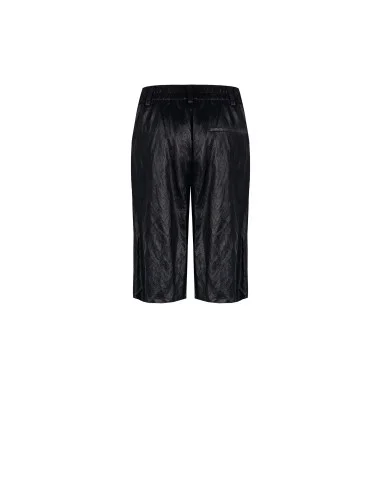 Laminated Viscose Blend Straight Bermuda Shorts With Elastic Back Rinascimento