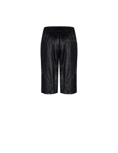 Laminated Viscose Blend Straight Bermuda Shorts With Elastic Back Rinascimento