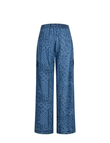 Denim léger imprimé Cargo Palace Pantalon Rinascimento