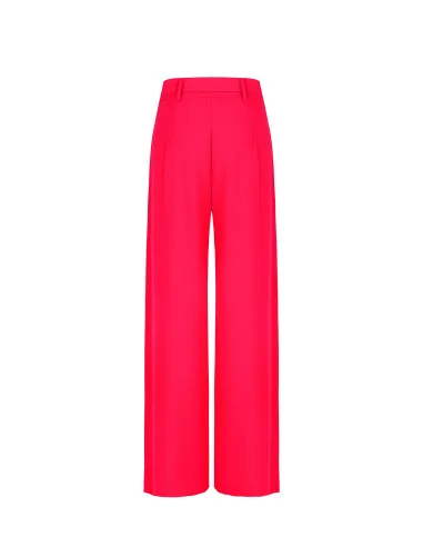 Fluid fabric palazzo trousers with darts and matching belt Rinascimento