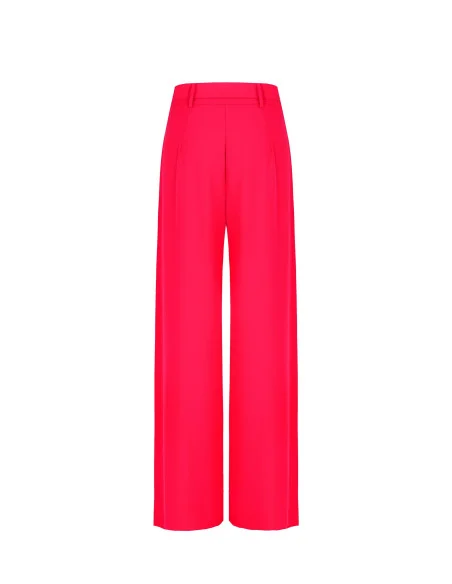 Fluid fabric palazzo trousers with darts and matching belt Rinascimento