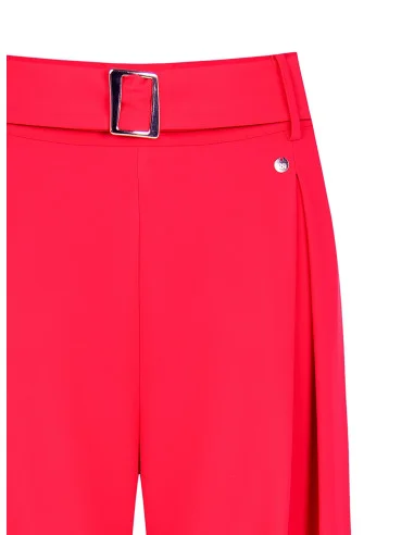 Fluid fabric palazzo trousers with darts and matching belt Rinascimento