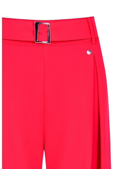 Fluid fabric palazzo trousers with darts and matching belt Rinascimento