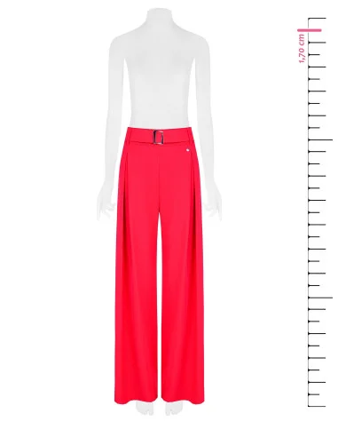 Fluid fabric palazzo trousers with darts and matching belt Rinascimento