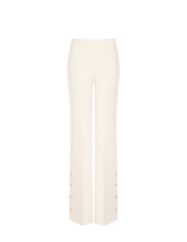 Pantaloni Palazzo In Scuba Crepe Con Bottoni Sui Lati Rinascimento