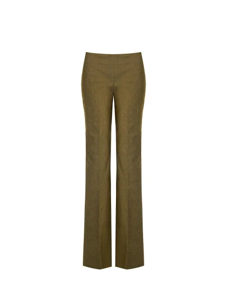 Pantaloni Palazzo In Misto Cotone Con Zip Laterale Rinascimento