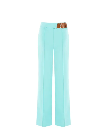 Crepe Scuba Palace Trousers With Pockets And Leatherette Strap Rinascimento