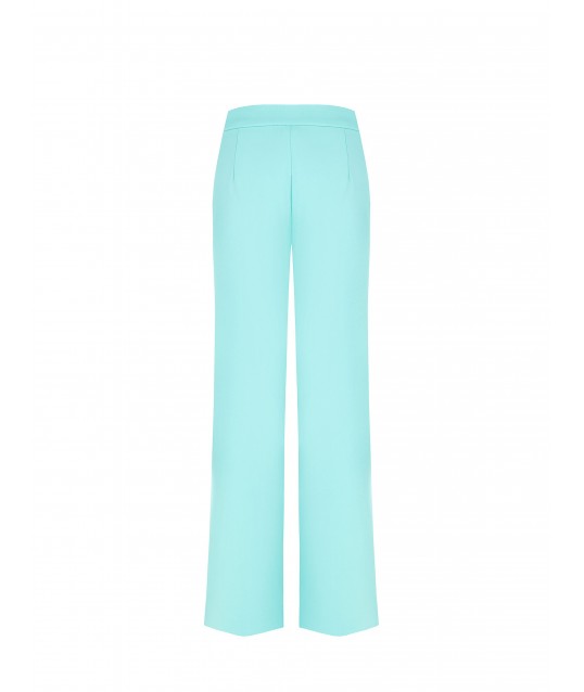 Pantaloni Palazzo In Scuba Crepe Con Tasche E Cinturino In Similpelle Rinascimento