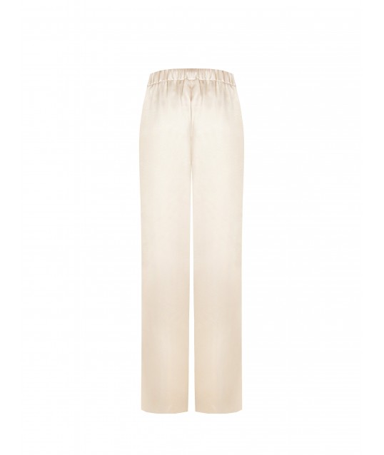 Pantalon de palazzo en crêpe de satin avec élastique au dos Rinascimento