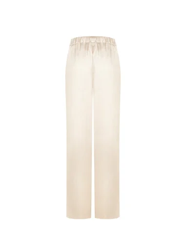 Pantalon de palazzo en crêpe de satin avec élastique au dos Rinascimento