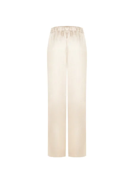 Satin Crepe Palazzo Trousers With Elastic Back Rinascimento