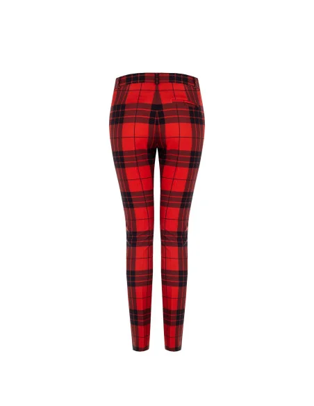 Pantaloni Skinny Cropped Tartan Con Bottone Oro Rinascimento