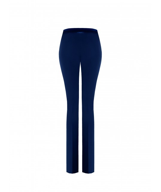 Technical Fabric Flared Trousers With Satin Waistband Rinascimento