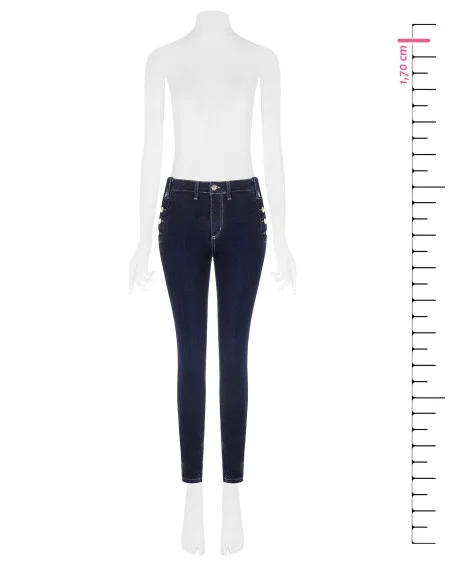Jeans Skinny Con Bottoni Sui Fianchi Rinascimento