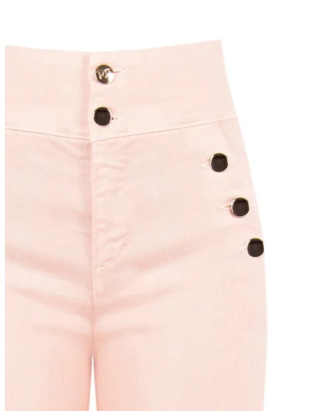 Jean droit taille haute élastiqué avec boutons Rinascimento