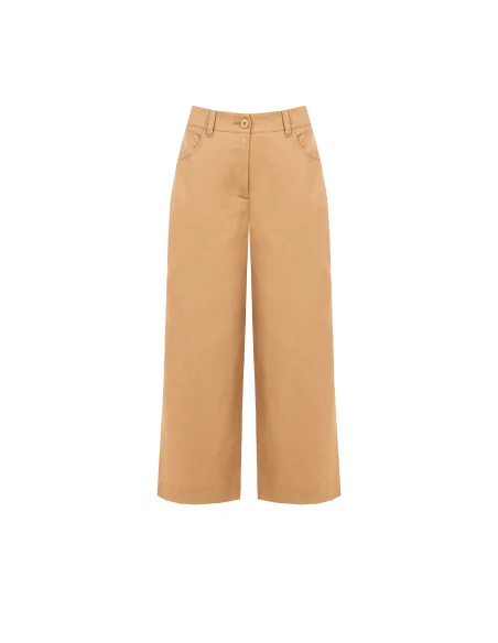 Pantaloni Larghi Cropped In Denim Con Elastico Dietro Rinascimento