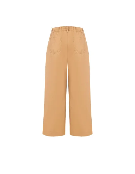 Pantaloni Larghi Cropped In Denim Con Elastico Dietro Rinascimento