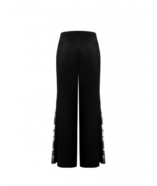 Satin Palace Trousers With Lace Insert On Side Rinascimento