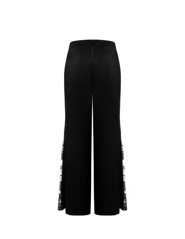 Pantalon en satin Palace avec insertion de dentelle sur le côté Rinascimento