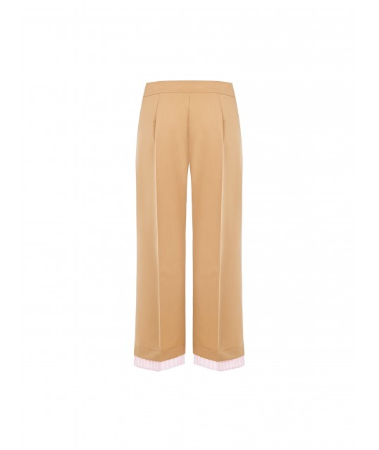 Polyviscose Palace Trousers With Striped Insert And Pockets Rinascimento