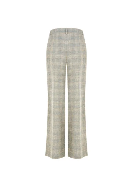 Rinascimento Check Cotton Linen Palazzo Trousers