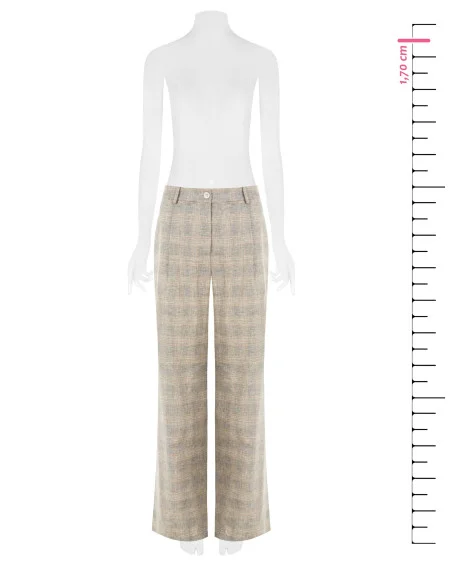 Pantalon palazzo en coton lin à carreaux Rinascimento
