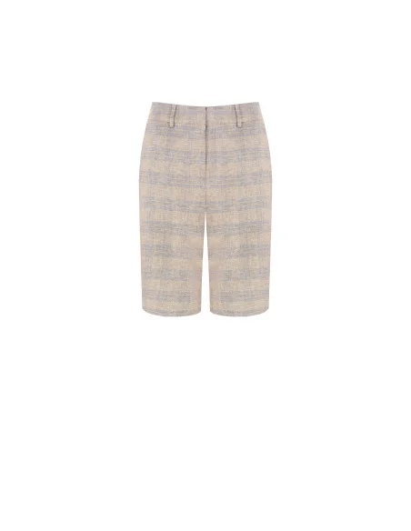 Bermuda baggy en coton et lin mélangés à carreaux Rinascimento
