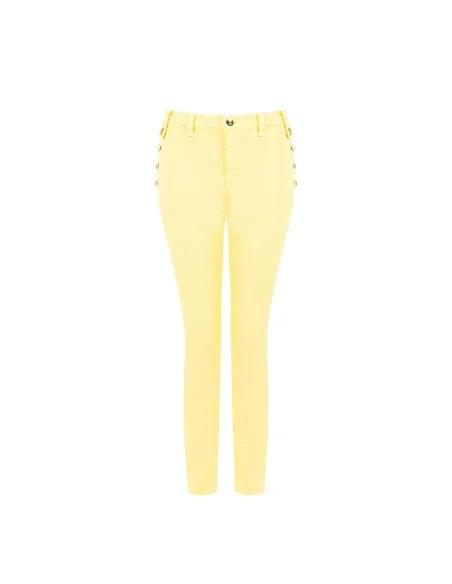 Pantalon skinny en denim avec boutons sur les hanches Rinascimento