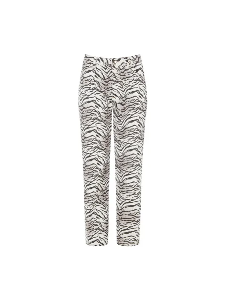 Mom Fit Ankle-Length Zebra Print Cotton Rinascimento Trousers