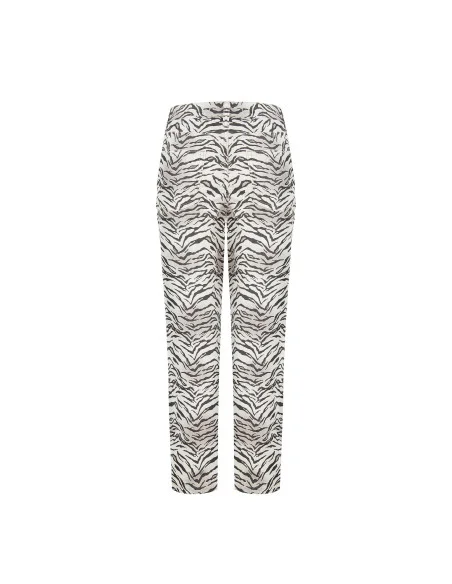 Mom Fit Ankle-Length Zebra Print Cotton Rinascimento Trousers