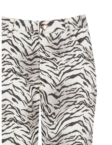 Pantalon de coton Rinascimento imprimé zèbre, longueur cheville