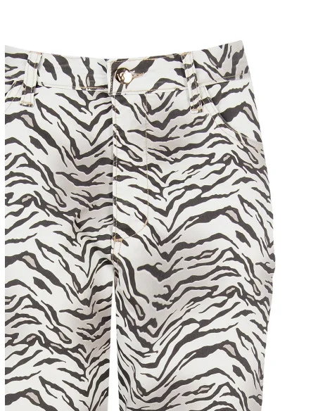 Mom Fit Ankle-Length Zebra Print Cotton Rinascimento Trousers
