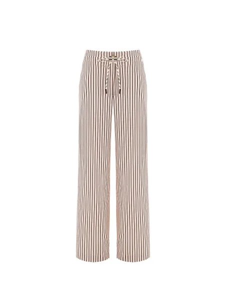 Striped Satin Palazzo Trousers with Drawstring and Pockets Rinascimento